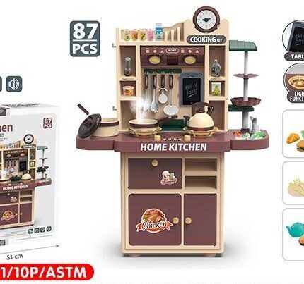 Детска кујна Home Kitchen со пареа, вода, светло и звук, 87 делови