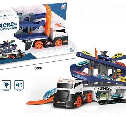 Камион-носач Track Transporter со патека за автомобилчиња, светло и звук