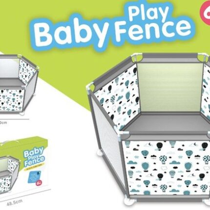 Hexagonal baby playpen, 100 x 100 cm, gray-white