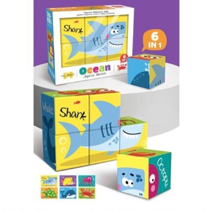 Коцки сложувалка 6 во 1 Ocean Jigsaw Blocks со морски животни – слика 2