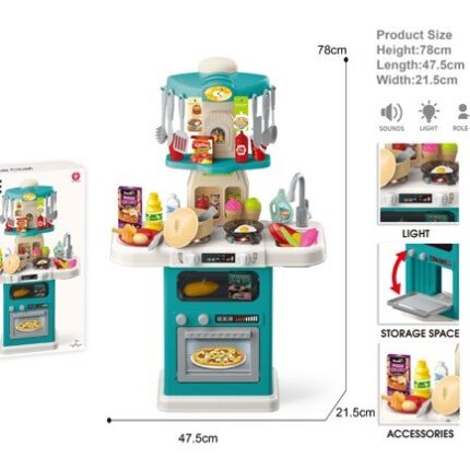 Детска кујна Home Chef со светло и звуци, 78 cm, 64 делови