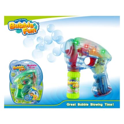 Bubble Fun Пиштол за меурчиња со светло и течност од 60 ml