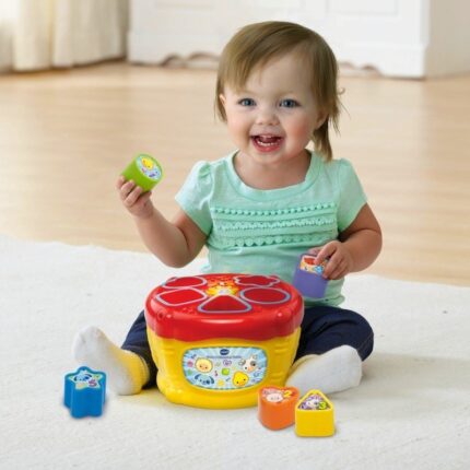 VTech Baby Музички тапан со сортер на форми Sort & Discover Drum – слика 2