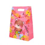 Decorative gift bag with teddy bear and handle, various patterns – image 2