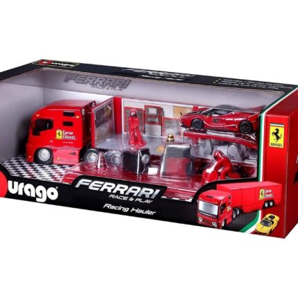 Bburago Ferrari Race & Play камион транспортер Racing Hauler со автомобил 1:43 – слика 2