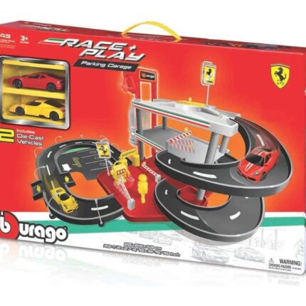 Bburago Ferrari Race & Play паркинг гаража со 2 метални автомобили 1:43 – слика 2