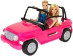 Barbie Џип за кукли Beach Cruiser со Barbie и Ken, розов – слика 4