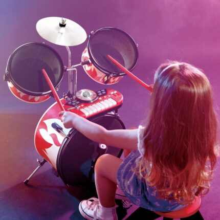 Hape Детски сет тапани Cool Beats со клавијатура и столче – слика 2
