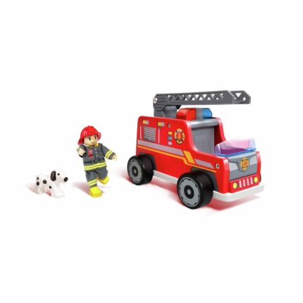 Hape Дрвено пожарно возило Fire Truck со пожарникар и куче – слика 2