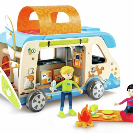 Hape Furgon kamper prej druri Adventure Van me 2 kukulla dhe aksesorë