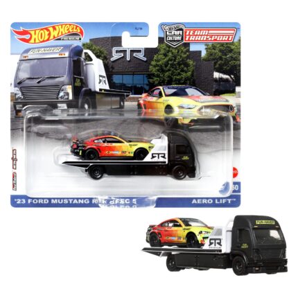 Hot Wheels Premium Kamion transportues me makinë garash Team Transport, 1:64 – foto 2