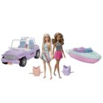 Barbie Подарок сет со 2 кукли, џип и глисер што плови