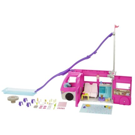 Barbie Камп-возило Dream Camper, лизгалка 76 cm и 60+ додатоци