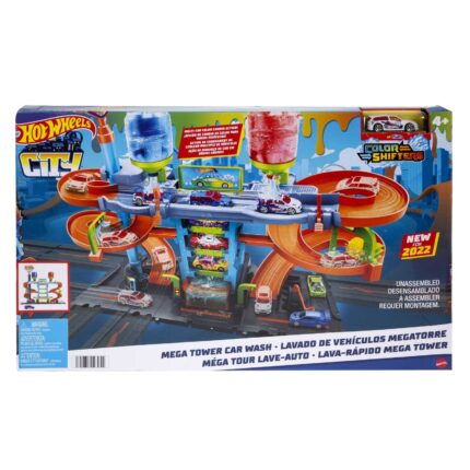 Hot Wheels City Мега автоперална со автомобилче што менува боја – слика 2