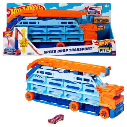Hot Wheels City Транспортер Speed Drop што се претвора во патека – слика 2