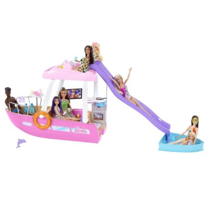 Barbie Брод за кукли Dream Boat со базен и лизгалка, без кукла