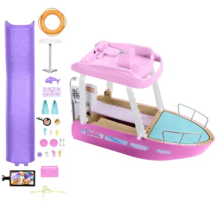 Barbie Брод за кукли Dream Boat со базен и лизгалка, без кукла – слика 2