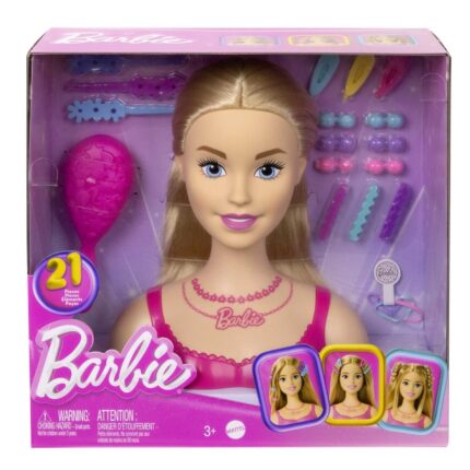 Barbie Глава за чешлање со руса коса, 20 додатоци – слика 2