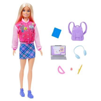 Barbie Кукла I Love School, со ранец и 7 училишни додатоци