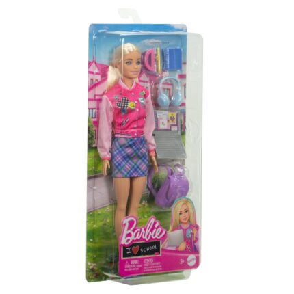 Barbie Кукла I Love School, со ранец и 7 училишни додатоци – слика 2