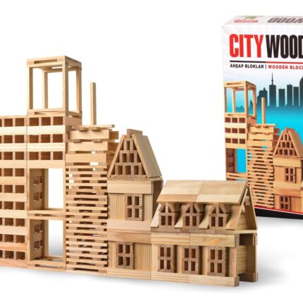 Woodoy Дрвени коцки за градење City Wood, природно букво дрво