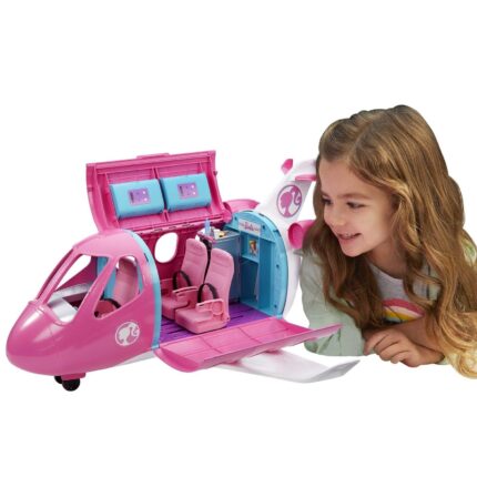 Barbie Авион за кукли Dreamplane, со кученце и количка за храна – слика 2