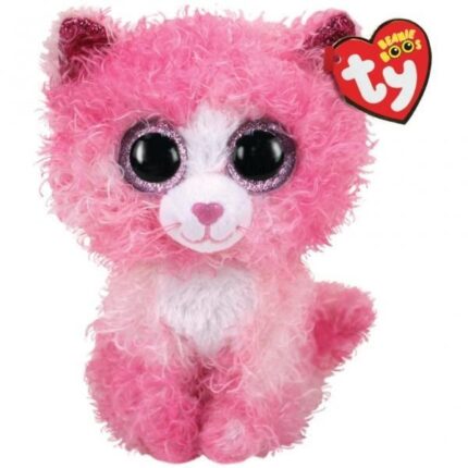 Ty Beanie Boos розово плишано маче Reagan со кадраво крзно, 15 cm