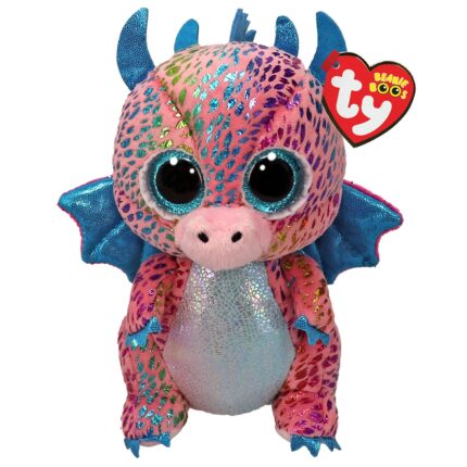 Ty Beanie Boos плишан шарен змеј Flint со крилца, 15 cm