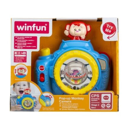 Winfun Играчка фотоапарат Pop-up Monkey Camera, со мајмунче што искокнува – слика 2