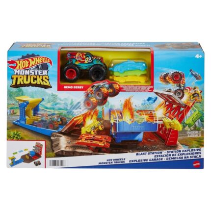 HOT WHEELS Set Monster Trucks Blast Station with truck HW Demo Derby 1:64, HFB12
