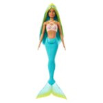 BARBIE Кукла сирена Dreamtopia со сино-жолта коса и тиркизна опашка, HRR02