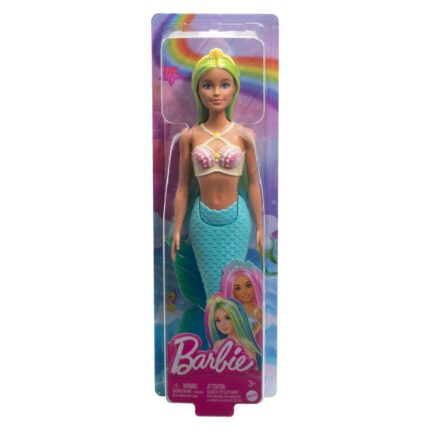 BARBIE Kukull sirenë Dreamtopia me flokë blu-verdhë dhe bisht ngjyrëturkez, HRR02