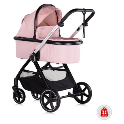 Karrocë për bebe Chipolino Marbella 3 në 1, rozë pudër