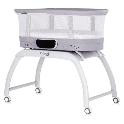 CHIPOLINO Sogno 2-in-1 cradle-cot with LED display and scale, grey, KOSSG02501GR