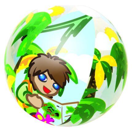 Bestway Топка за плажа Jungle Trek, проѕирна со мотив од џунгла, 51 cm