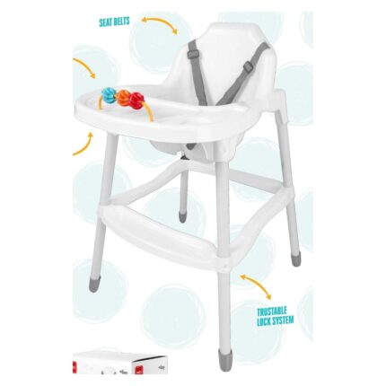MGS Children’s high chair with toy on the tray, white