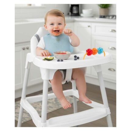 MGS Children’s high chair with toy on the tray, white