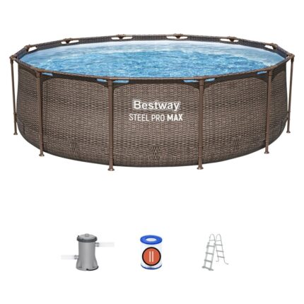 Bestway Steel Pro MAX pishinë me pamje rattani, Ø366 x 100 cm, me pompë