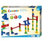 LENA Curve cascade marble run, 34 pieces + 10 glass marbles
