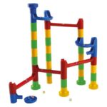 LENA Curve cascade marble run, 34 pieces + 10 glass marbles