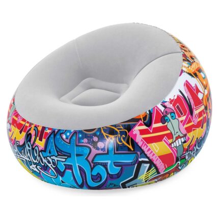 Bestway Inflate-A-Chair Graffiti фотелја на надувување, 112 x 112 x 66 cm