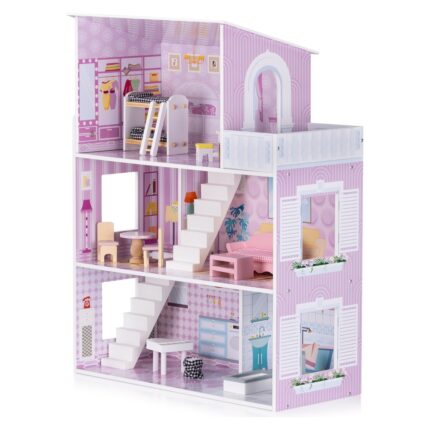 Chipolino wooden dollhouse with furniture, 13 pieces, 79.5 cm