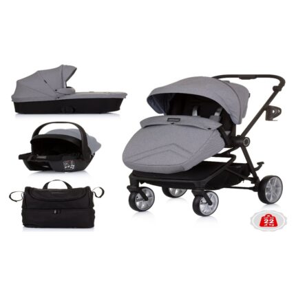 Karrocë për bebe Chipolino Linea 3 në 1, Ash (gri)