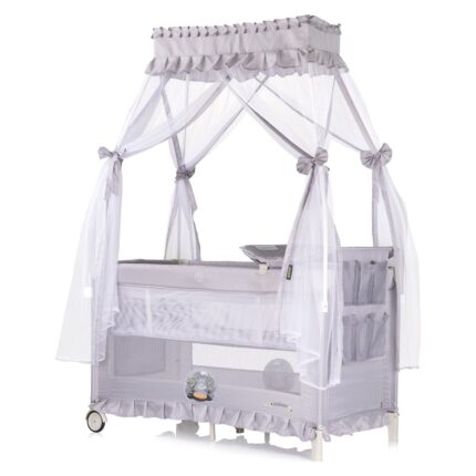Chipolino Palace portable cot with second level and canopy, Hippo grey
