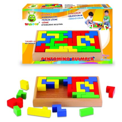 Woodoy Lojë logjike prej druri Pentomino me 12 pjesë