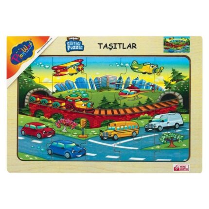 PlayWood Puzzle edukativ prej druri Automjete, 20 pjesë (4 modele)