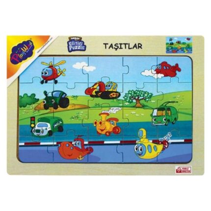 PlayWood Puzzle edukativ prej druri Automjete, 20 pjesë (4 modele)