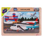 PlayWood Дрвена сложувалка Аеродром, 20 делови, со таблица множење