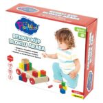 PlayWood Karrocë druri me tërheqje me 25 kuba shumëngjyrëshe