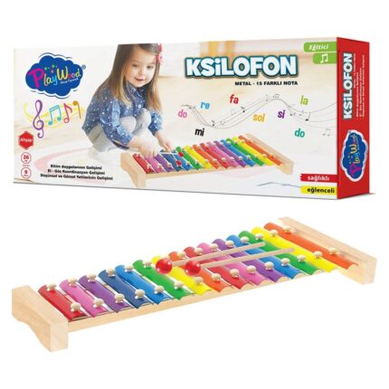 PlayWood Metalofon prej druri me 15 tone metalike dhe 2 shkopinj